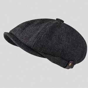 Herringbone Wool Newsboy Cap